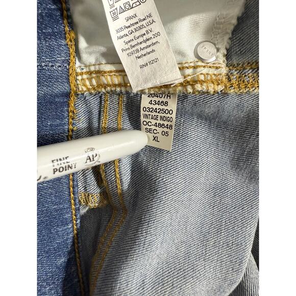 SPANX Seamed Front Wide Leg Jeans Vintage Indigo High Rise Stretch Denim Sz XL - Picture 9 of 12